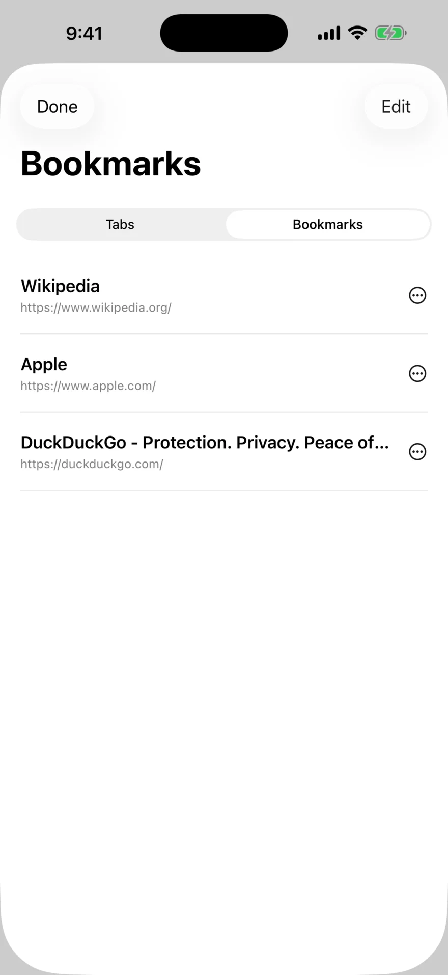Koga bookmarks list